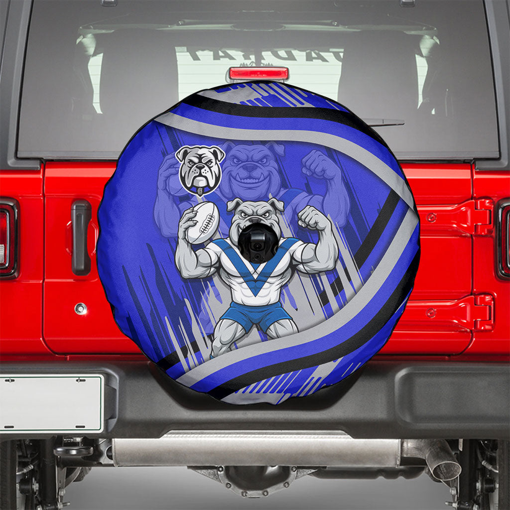 Bulldogs Rugby Mascot Spare Tire Cover Fierce Athlete Graphic in Sports Style