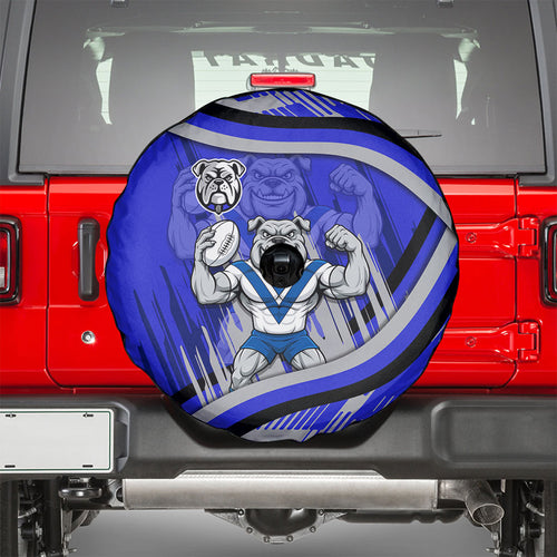 Bulldogs Rugby Mascot Spare Tire Cover Fierce Athlete Graphic in Sports Style