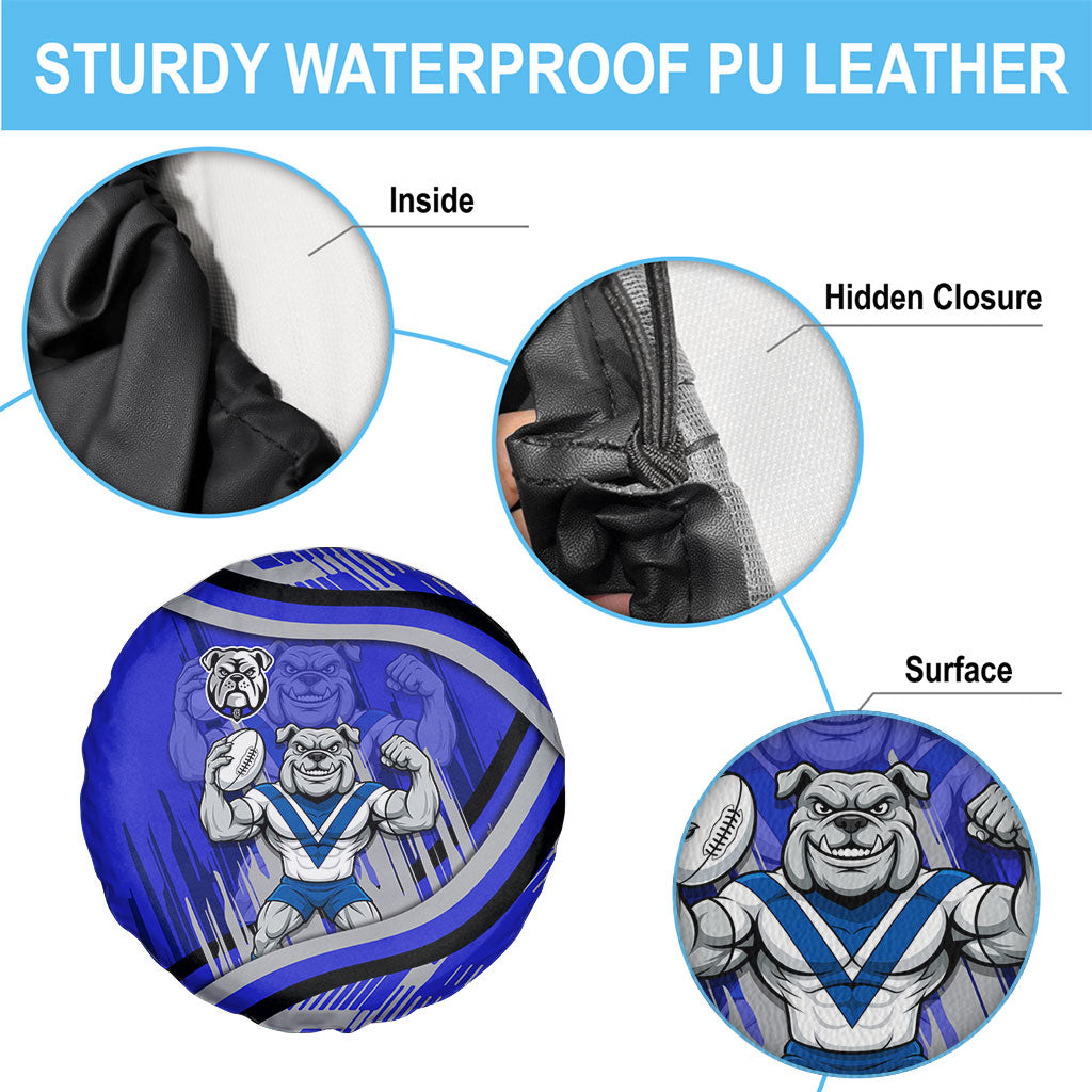 Bulldogs Rugby Mascot Spare Tire Cover Fierce Athlete Graphic in Sports Style
