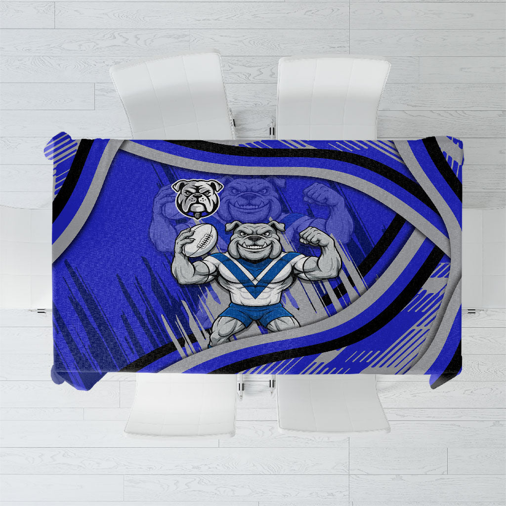 Bulldogs Rugby Mascot Tablecloth Fierce Athlete Graphic in Sports Style