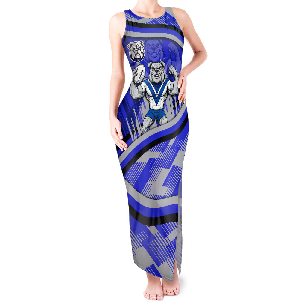 Bulldogs Rugby Mascot Tank Maxi Dress Fierce Athlete Graphic in Sports Style