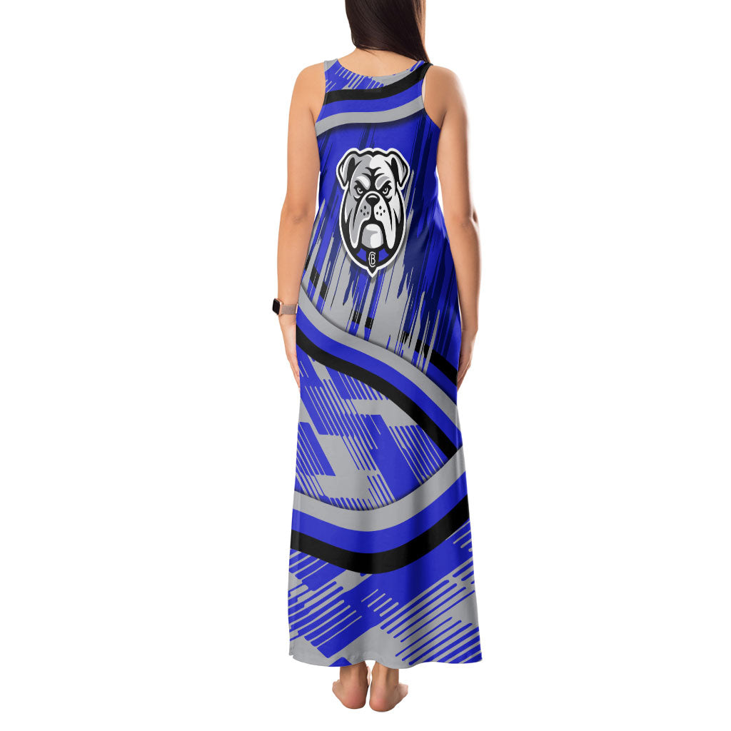 Bulldogs Rugby Mascot Tank Maxi Dress Fierce Athlete Graphic in Sports Style