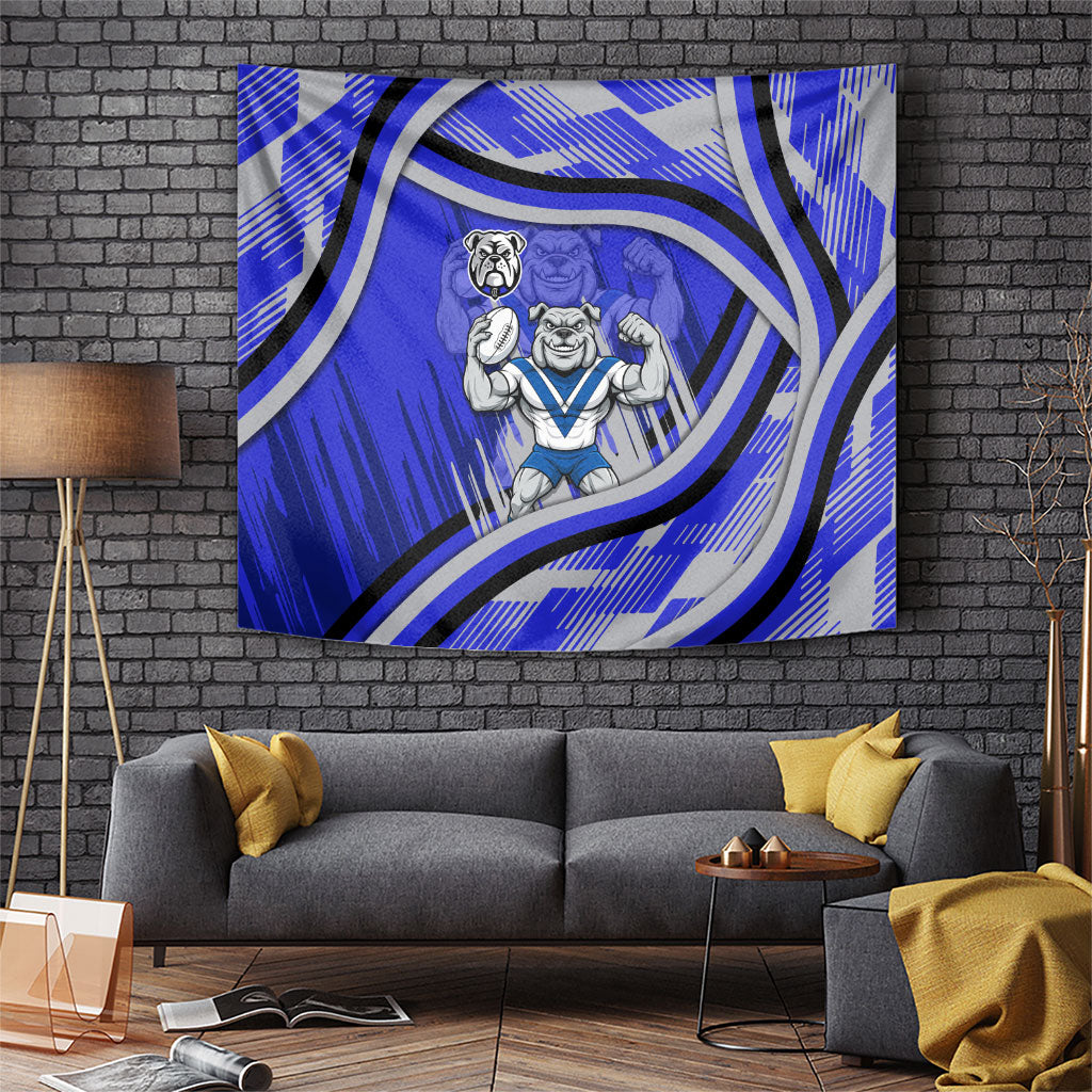 Bulldogs Rugby Mascot Tapestry Fierce Athlete Graphic in Sports Style