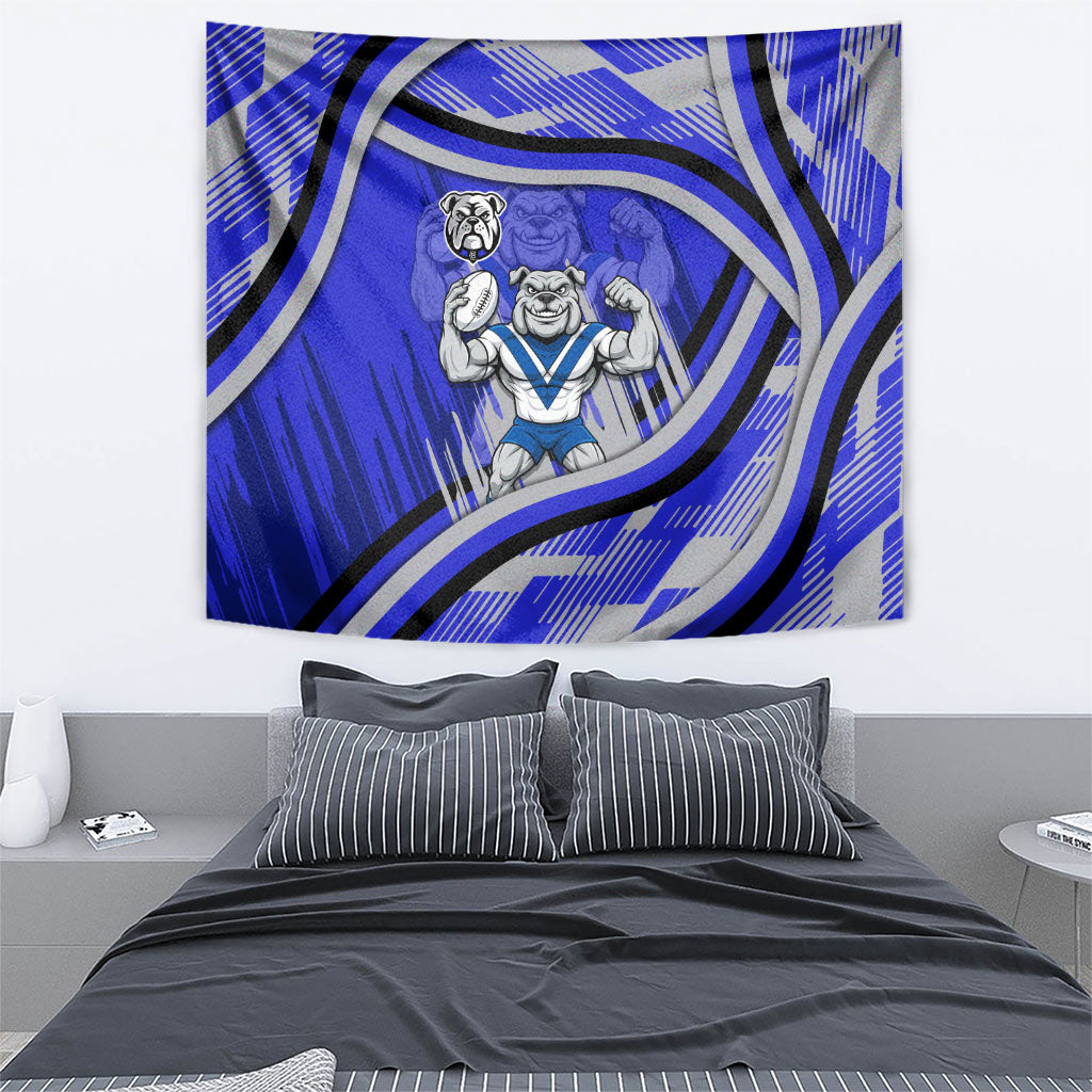 Bulldogs Rugby Mascot Tapestry Fierce Athlete Graphic in Sports Style