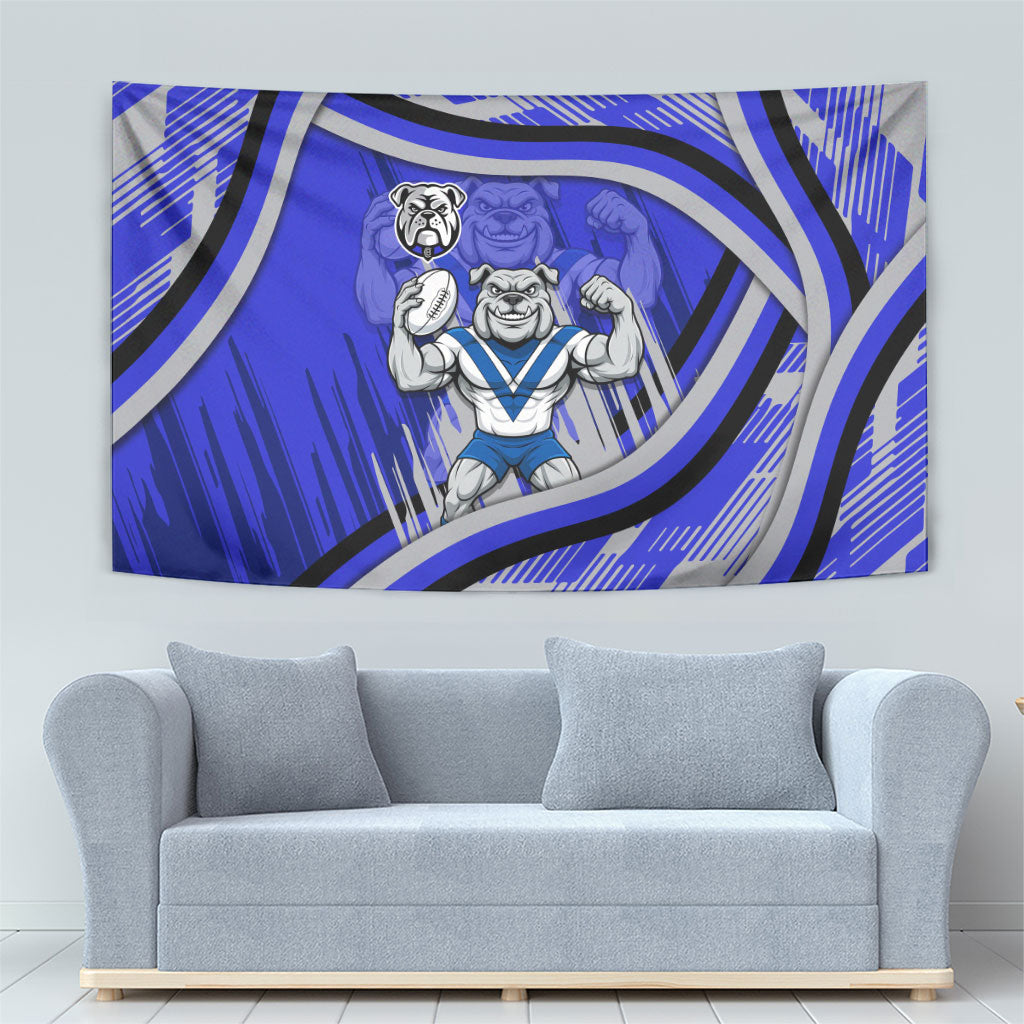 Bulldogs Rugby Mascot Tapestry Fierce Athlete Graphic in Sports Style