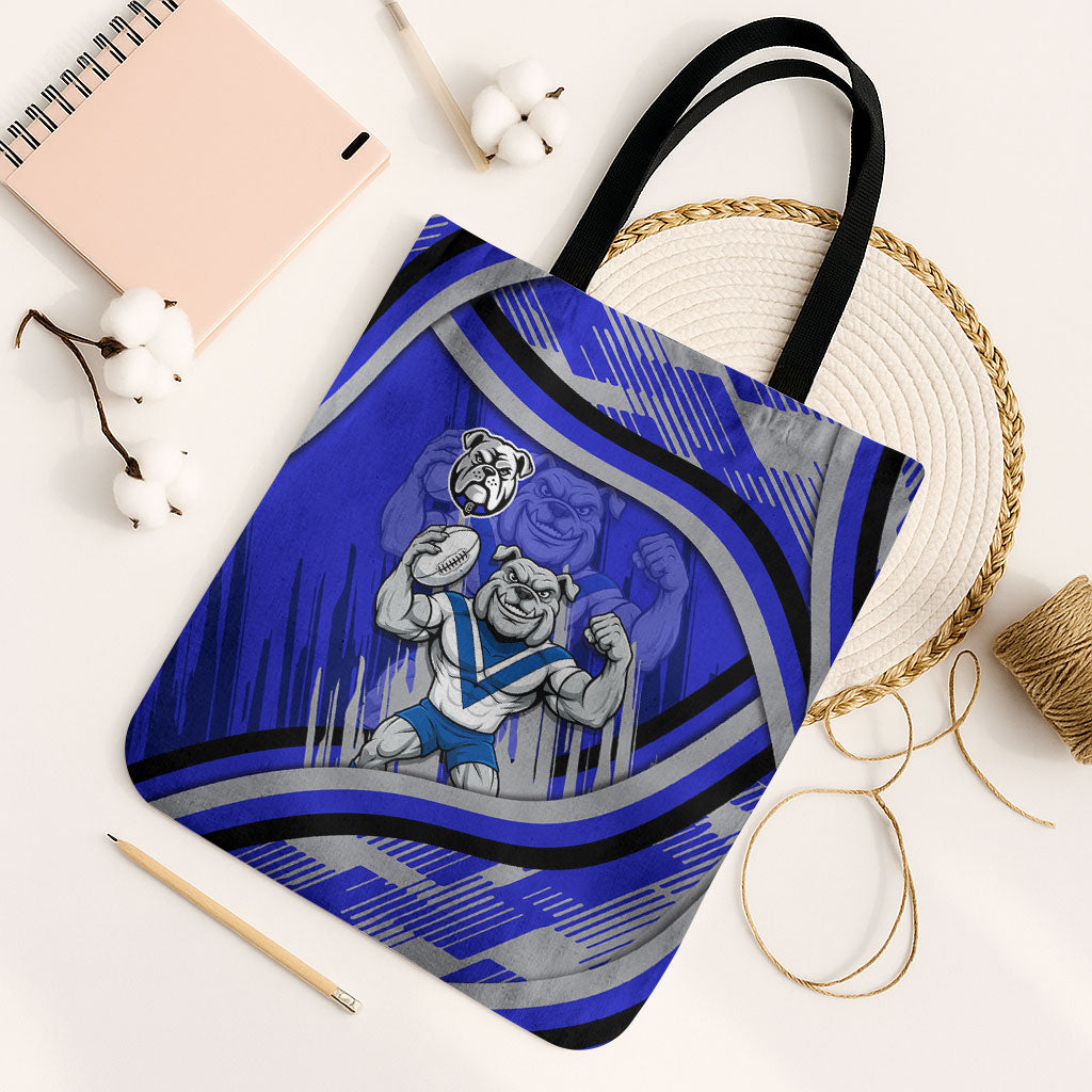 Bulldogs Rugby Mascot Tote Bag Fierce Athlete Graphic in Sports Style
