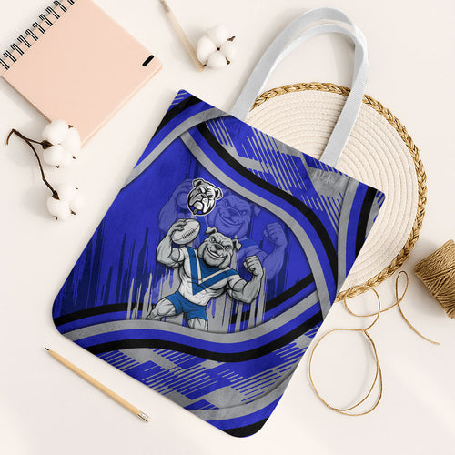 Bulldogs Rugby Mascot Tote Bag Fierce Athlete Graphic in Sports Style