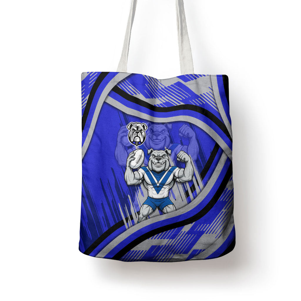 Bulldogs Rugby Mascot Tote Bag Fierce Athlete Graphic in Sports Style