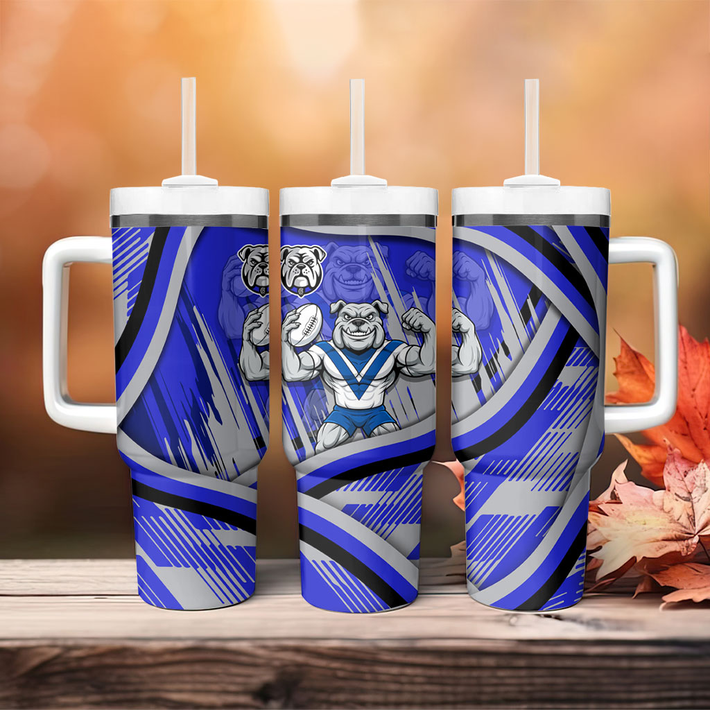 Bulldogs Rugby Mascot Tumbler With Handle Fierce Athlete Graphic in Sports Style