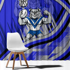 Bulldogs Rugby Mascot Window Curtain Fierce Athlete Graphic in Sports Style