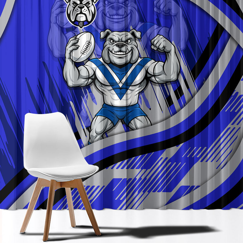 Bulldogs Rugby Mascot Window Curtain Fierce Athlete Graphic in Sports Style