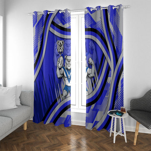 Bulldogs Rugby Mascot Window Curtain Fierce Athlete Graphic in Sports Style