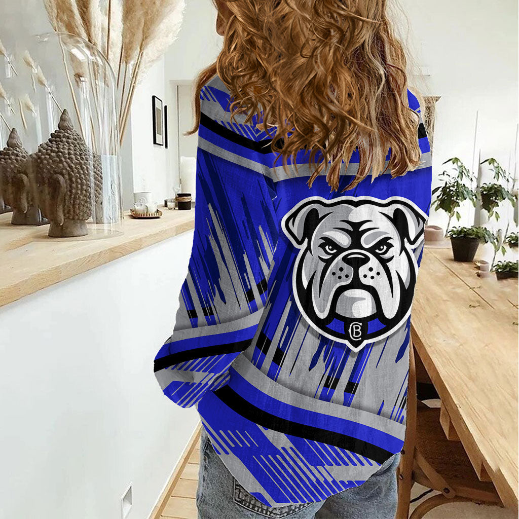 Bulldogs Rugby Mascot Women Casual Shirt Fierce Athlete Graphic in Sports Style