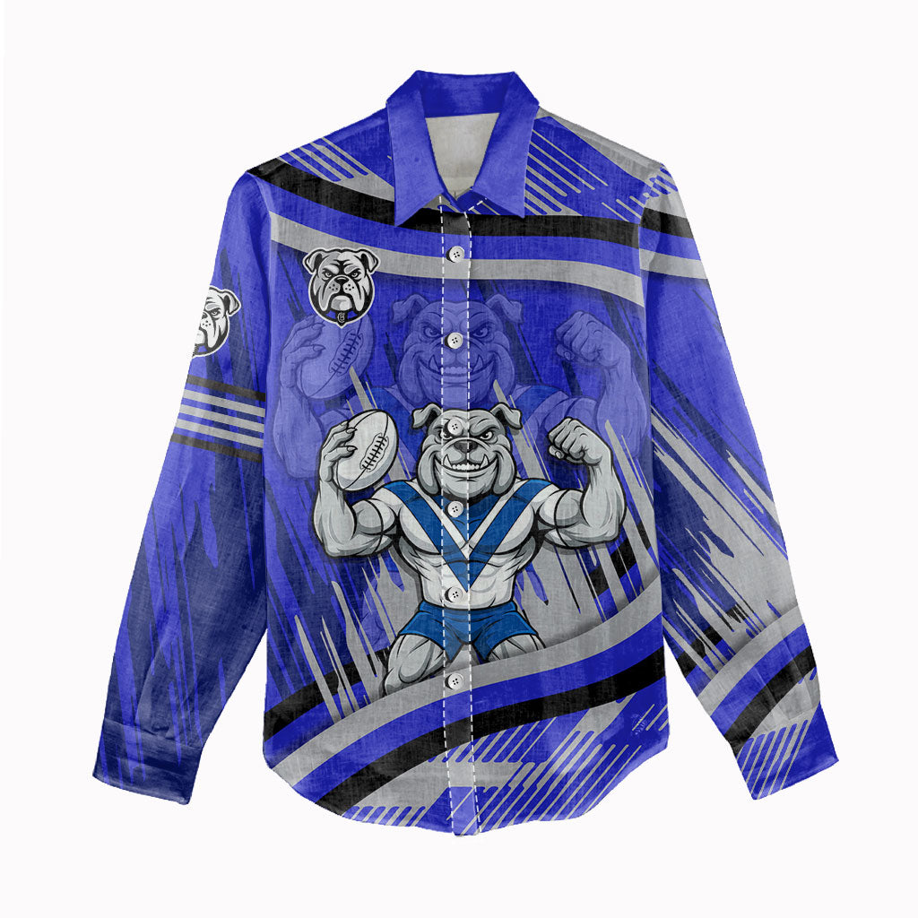 Bulldogs Rugby Mascot Women Casual Shirt Fierce Athlete Graphic in Sports Style