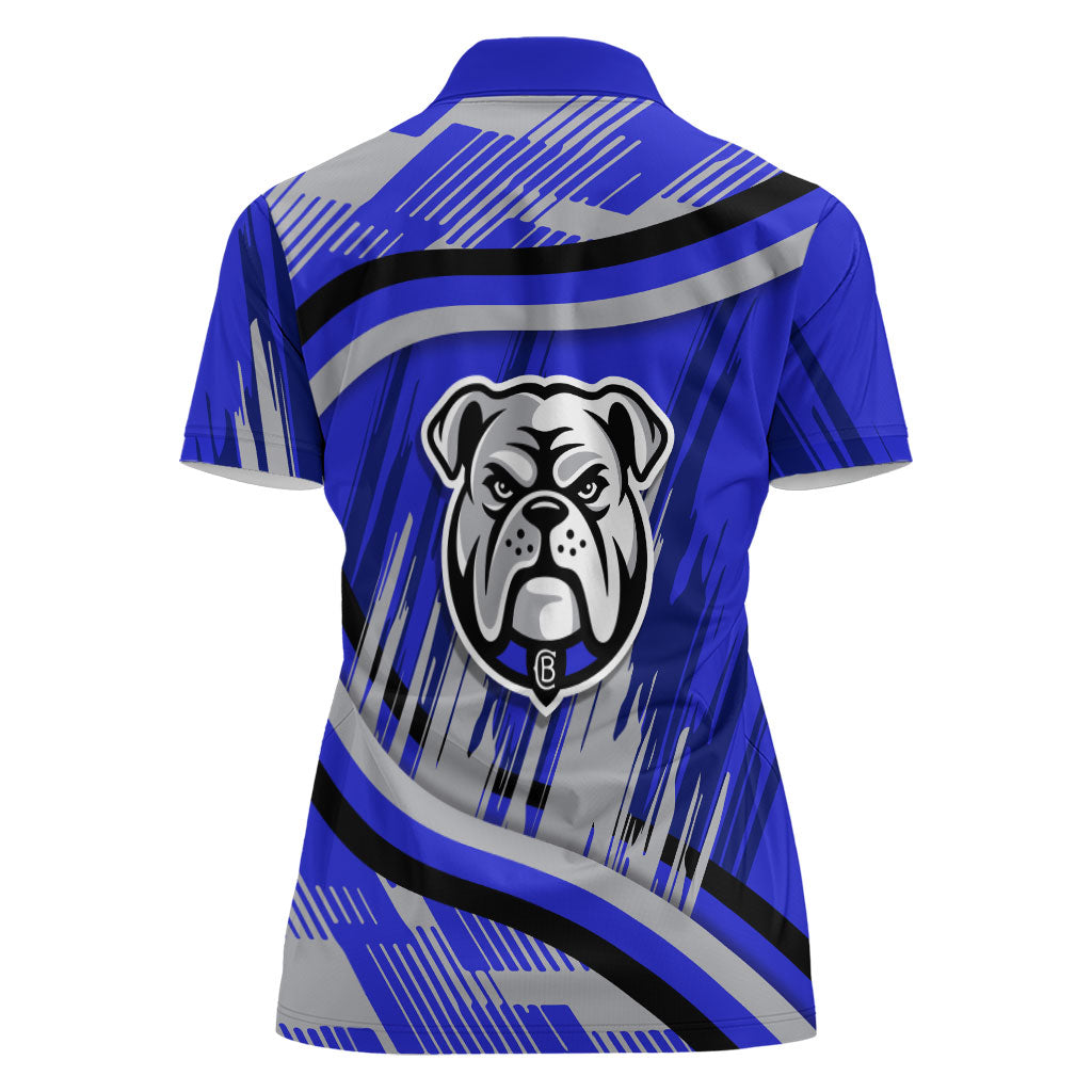 Bulldogs Rugby Mascot Women Polo Shirt Fierce Athlete Graphic in Sports Style