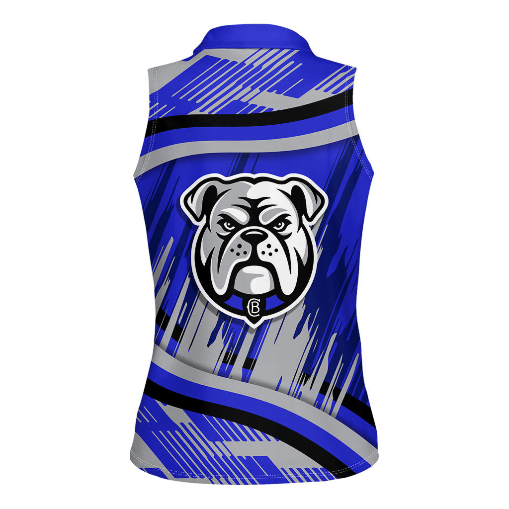Bulldogs Rugby Mascot Women Sleeveless Polo Shirt Fierce Athlete Graphic in Sports Style
