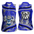 Bulldogs Rugby Mascot Women Sleeveless Polo Shirt Fierce Athlete Graphic in Sports Style