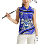 Bulldogs Rugby Mascot Women Sleeveless Polo Shirt Fierce Athlete Graphic in Sports Style
