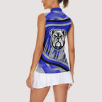 Bulldogs Rugby Mascot Women Sleeveless Polo Shirt Fierce Athlete Graphic in Sports Style