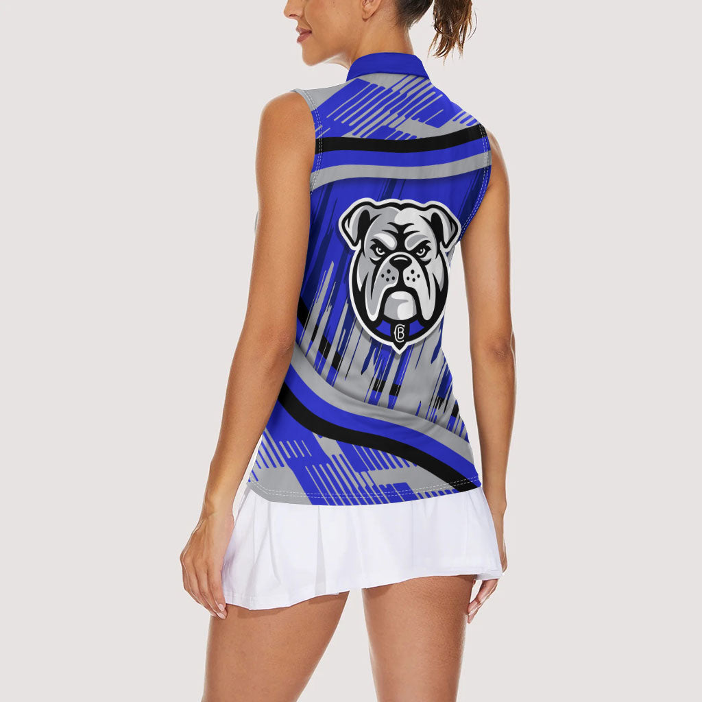 Bulldogs Rugby Mascot Women Sleeveless Polo Shirt Fierce Athlete Graphic in Sports Style