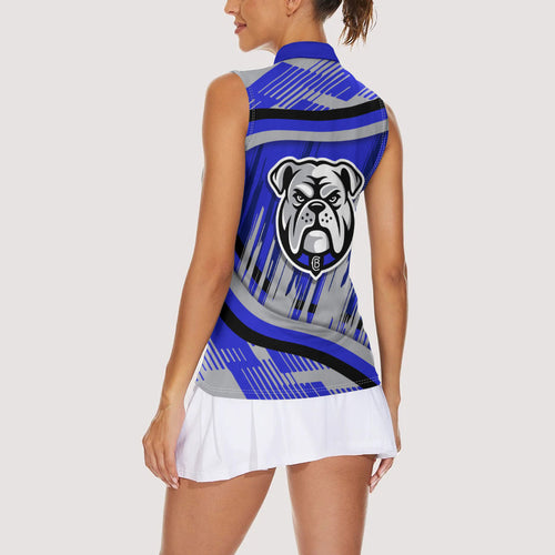 Bulldogs Rugby Mascot Women Sleeveless Polo Shirt Fierce Athlete Graphic in Sports Style