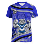 Bulldogs Rugby Mascot Women V-Neck T-Shirt Fierce Athlete Graphic in Sports Style