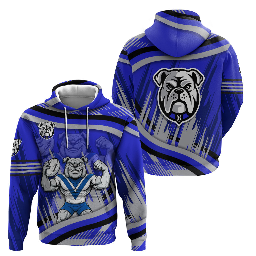Bulldogs Rugby Mascot Zip Hoodie Fierce Athlete Graphic in Sports Style