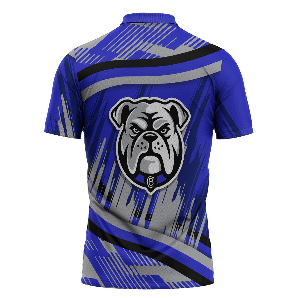 Bulldogs Rugby Mascot Zipper Polo Shirt Fierce Athlete Graphic in Sports Style