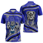 Bulldogs Rugby Mascot Zipper Polo Shirt Fierce Athlete Graphic in Sports Style