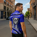 Bulldogs Rugby Mascot Zipper Polo Shirt Fierce Athlete Graphic in Sports Style