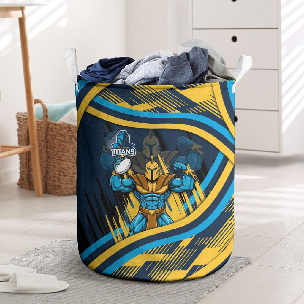 Titans Rugby Mascot Laundry Basket Fierce Athlete Graphic in Sports Style