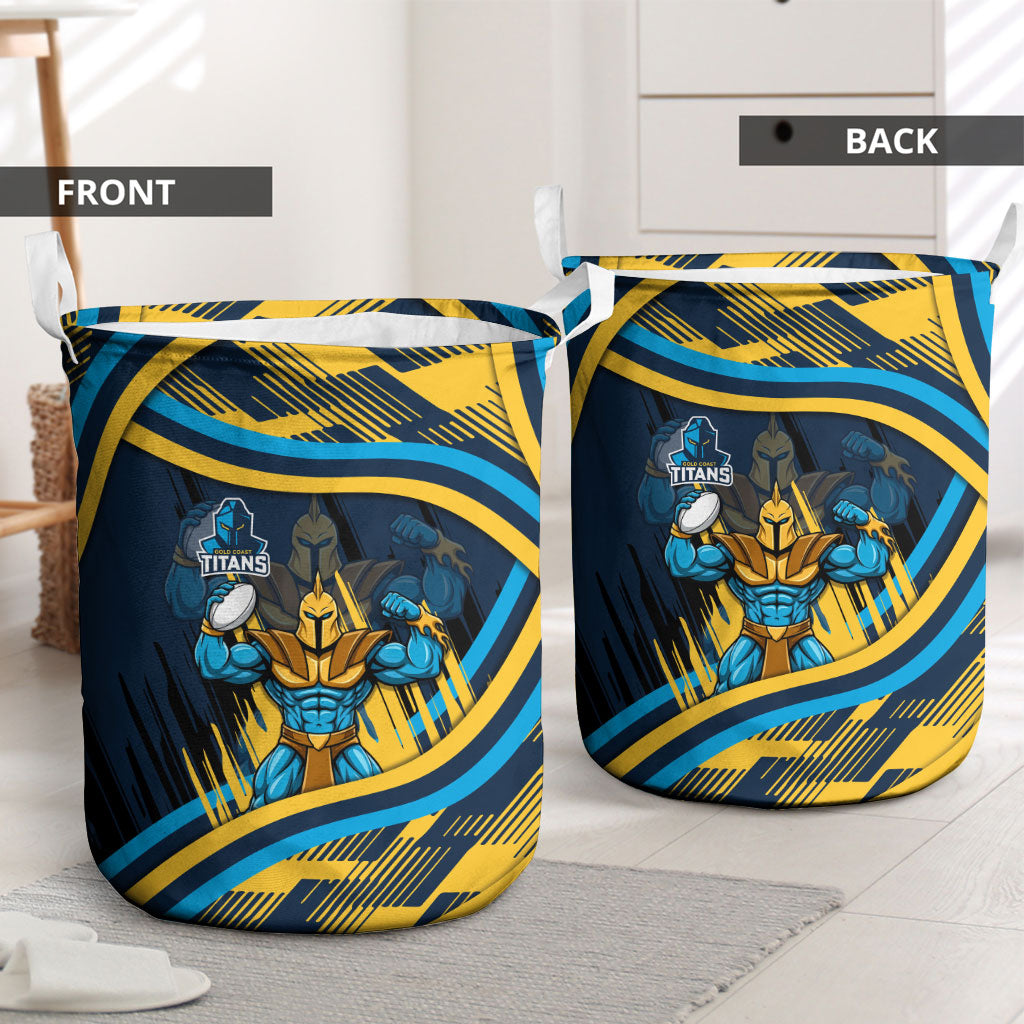 Titans Rugby Mascot Laundry Basket Fierce Athlete Graphic in Sports Style