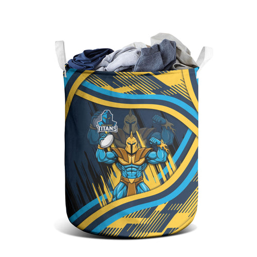Titans Rugby Mascot Laundry Basket Fierce Athlete Graphic in Sports Style