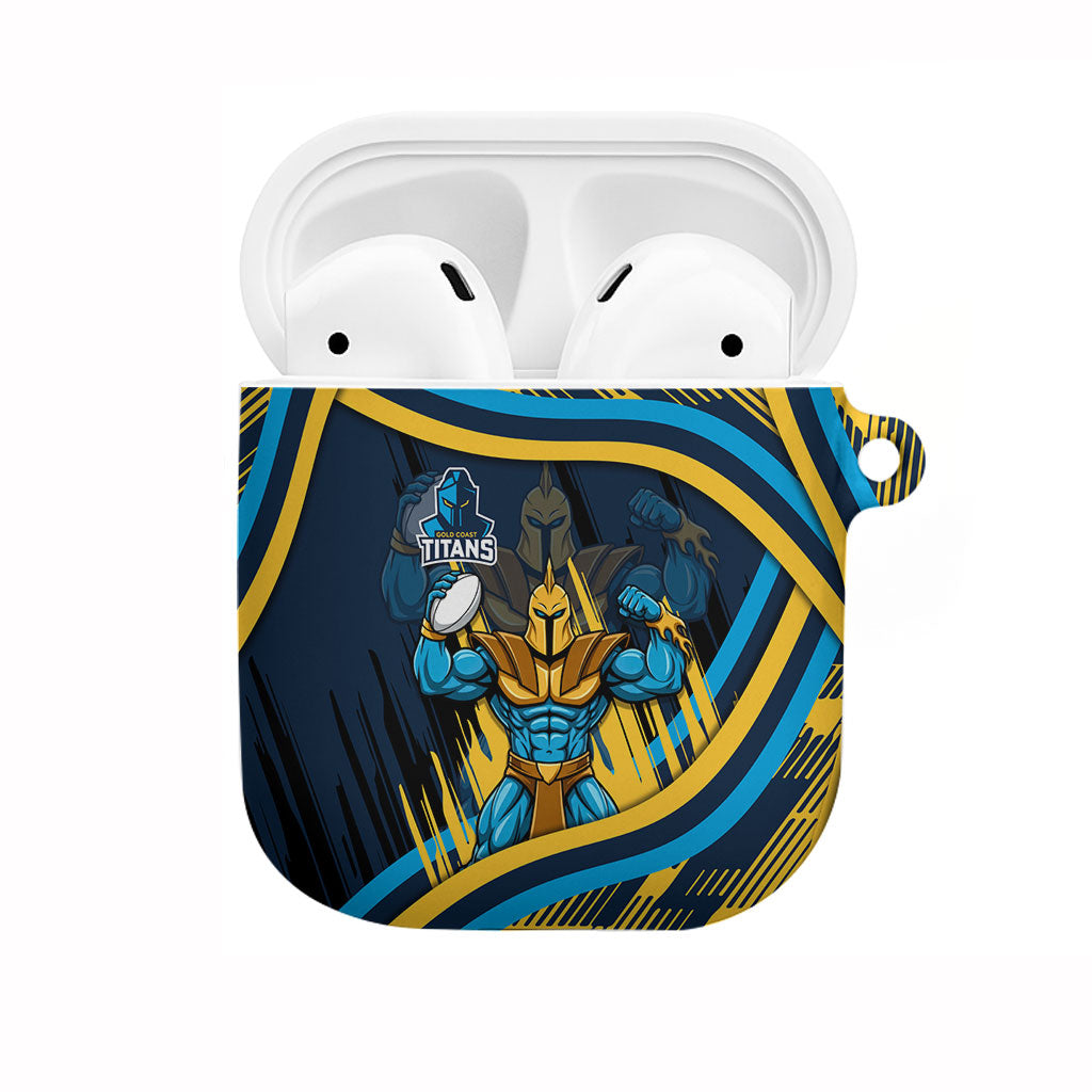 Titans Rugby Mascot AirPods Case Fierce Athlete Graphic in Sports Style