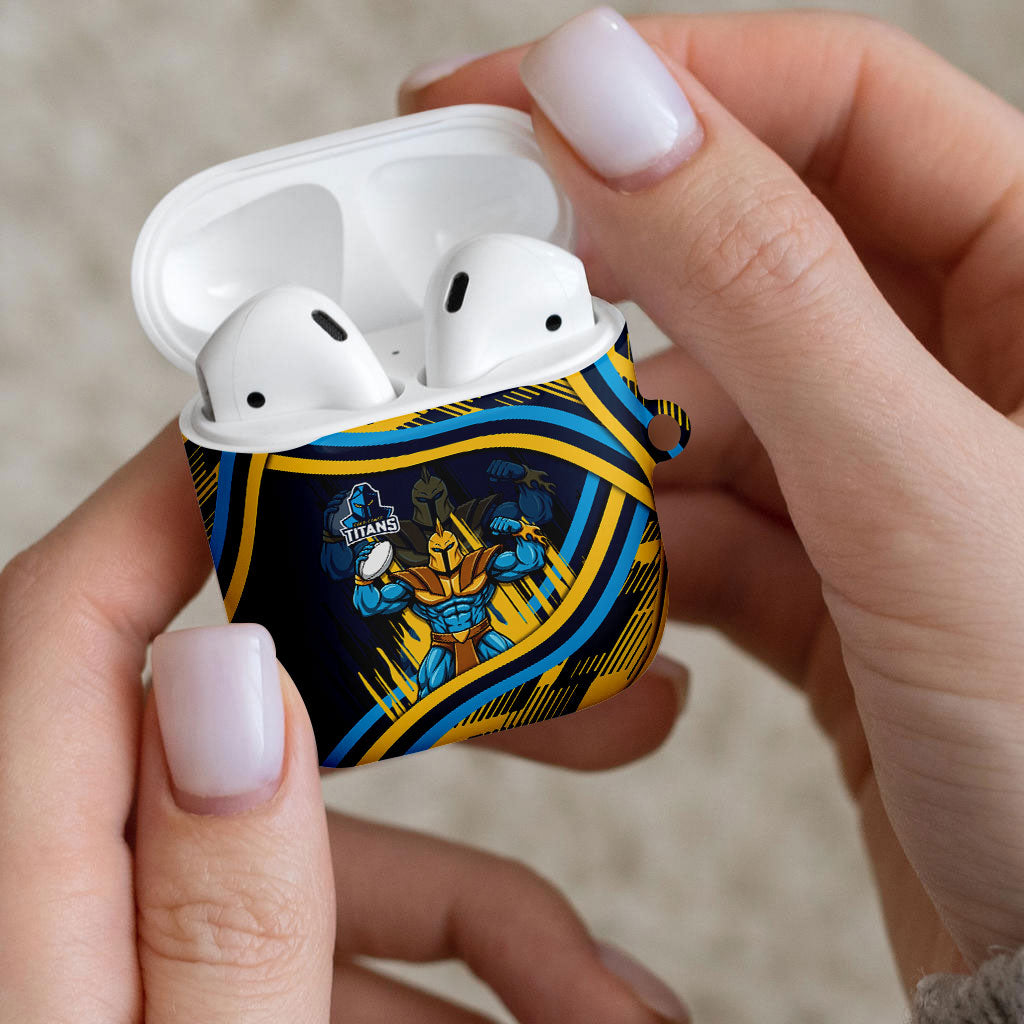 Titans Rugby Mascot AirPods Case Fierce Athlete Graphic in Sports Style