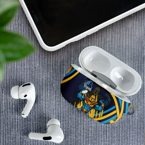 Titans Rugby Mascot AirPods Case Fierce Athlete Graphic in Sports Style