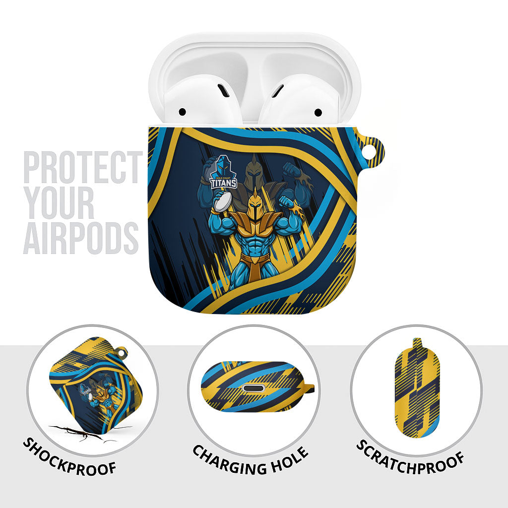 Titans Rugby Mascot AirPods Case Fierce Athlete Graphic in Sports Style