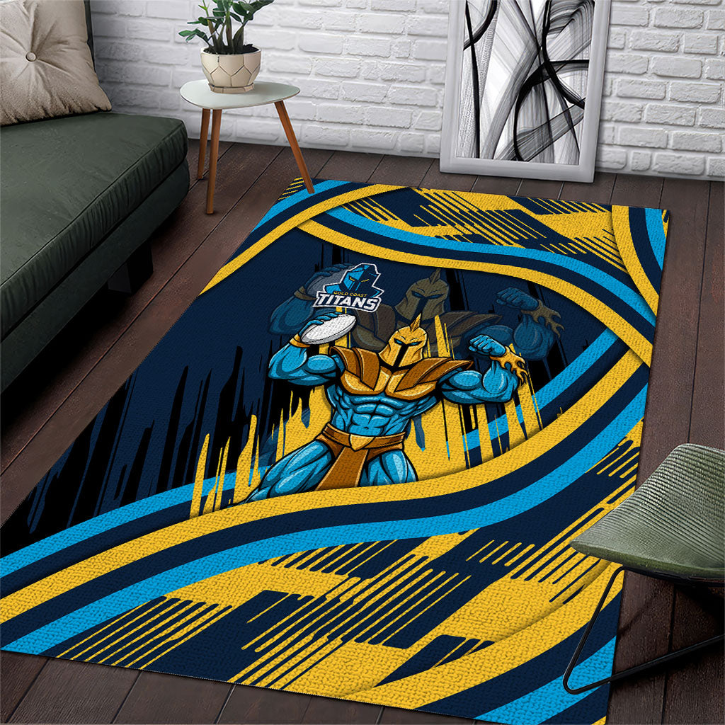 Titans Rugby Mascot Area Rug Fierce Athlete Graphic in Sports Style