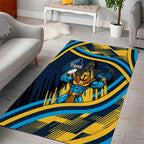 Titans Rugby Mascot Area Rug Fierce Athlete Graphic in Sports Style