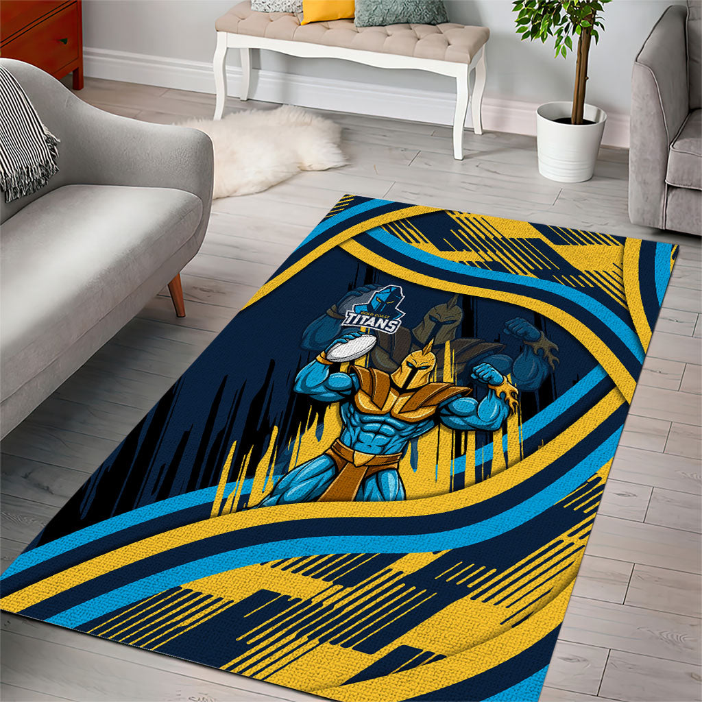 Titans Rugby Mascot Area Rug Fierce Athlete Graphic in Sports Style