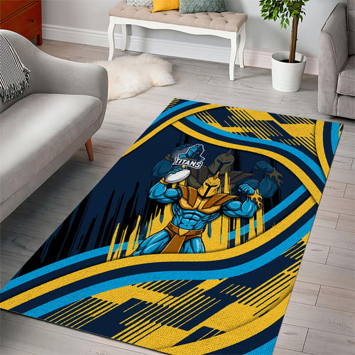 Titans Rugby Mascot Area Rug Fierce Athlete Graphic in Sports Style