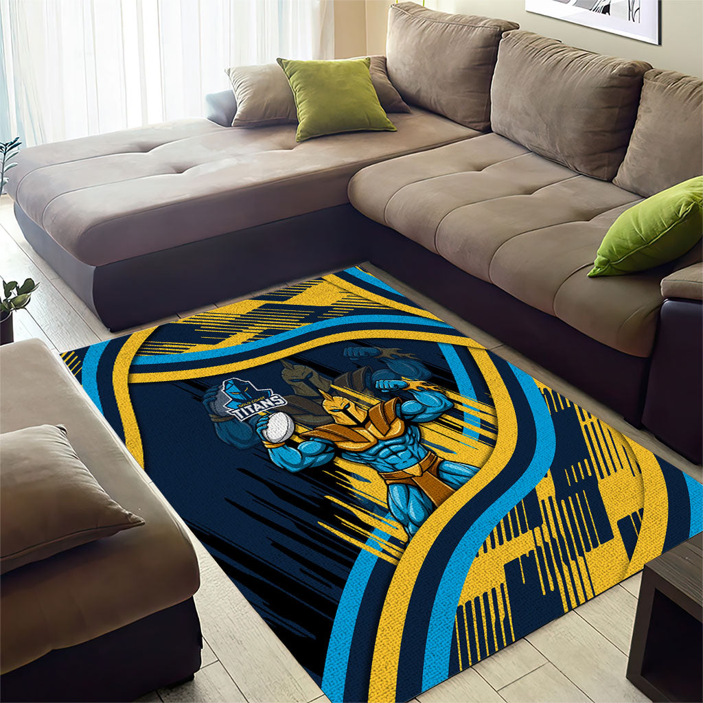 Titans Rugby Mascot Area Rug Fierce Athlete Graphic in Sports Style