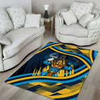 Titans Rugby Mascot Area Rug Fierce Athlete Graphic in Sports Style