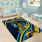 Titans Rugby Mascot Area Rug Fierce Athlete Graphic in Sports Style