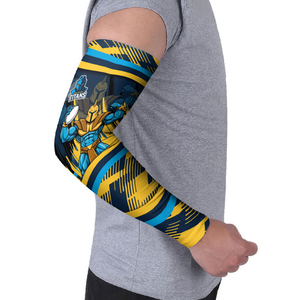 Titans Rugby Mascot Arm Sleeves Fierce Athlete Graphic in Sports Style