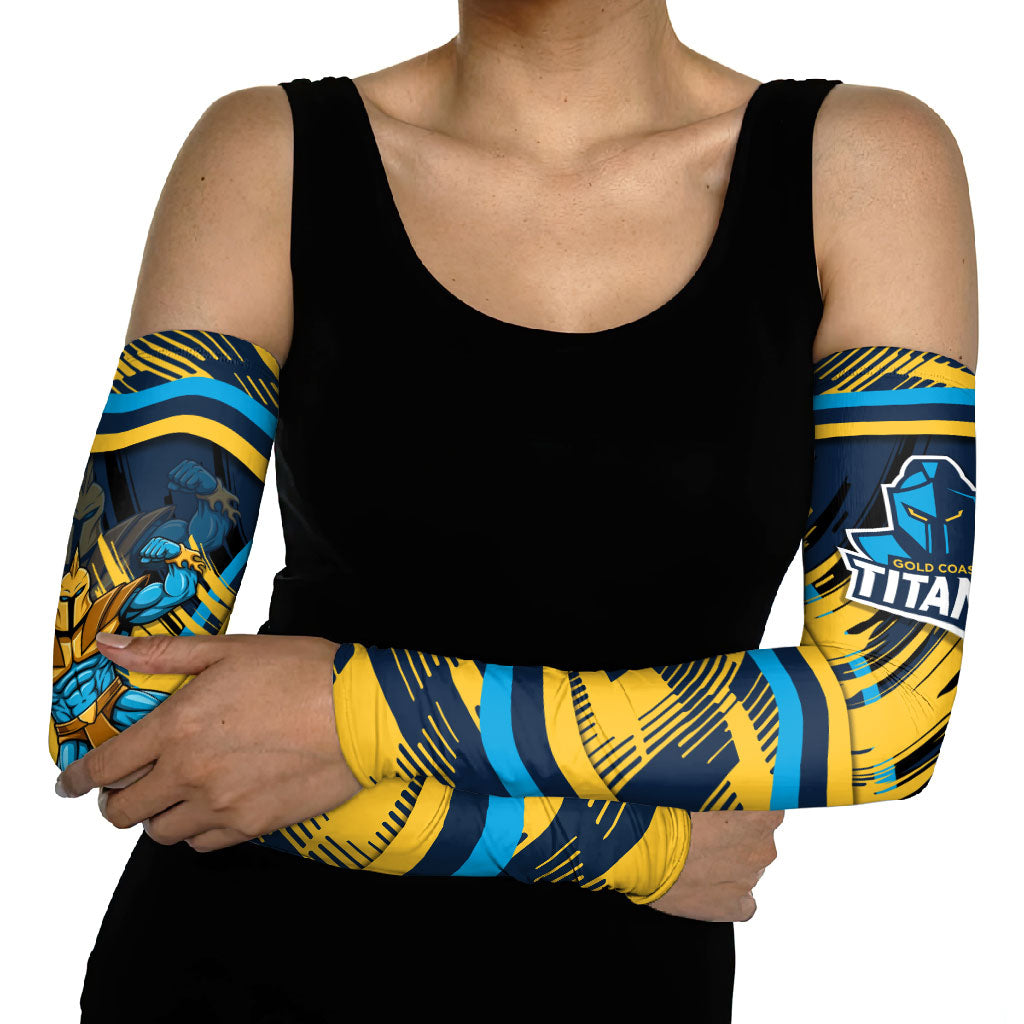 Titans Rugby Mascot Arm Sleeves Fierce Athlete Graphic in Sports Style