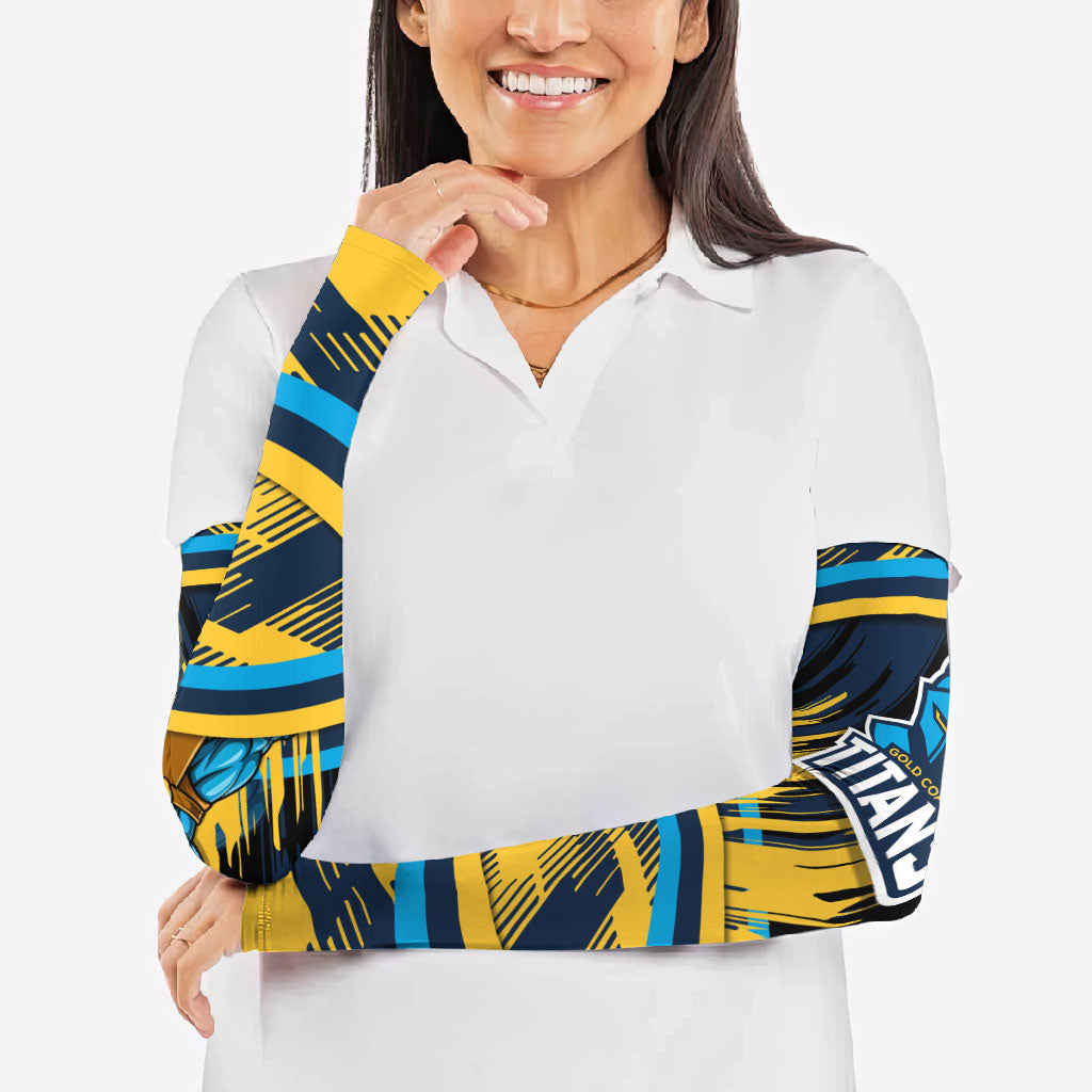 Titans Rugby Mascot Arm Sleeves Fierce Athlete Graphic in Sports Style