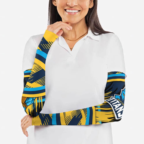 Titans Rugby Mascot Arm Sleeves Fierce Athlete Graphic in Sports Style