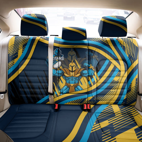 Titans Rugby Mascot Back Car Seat Cover Fierce Athlete Graphic in Sports Style