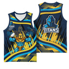 Titans Rugby Mascot Basketball Jersey Fierce Athlete Graphic in Sports Style
